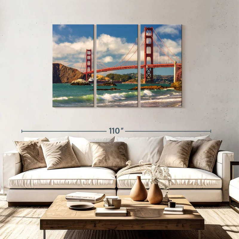 Lilie Waves Below Golden Gate Bridge, 48" H x 74" W