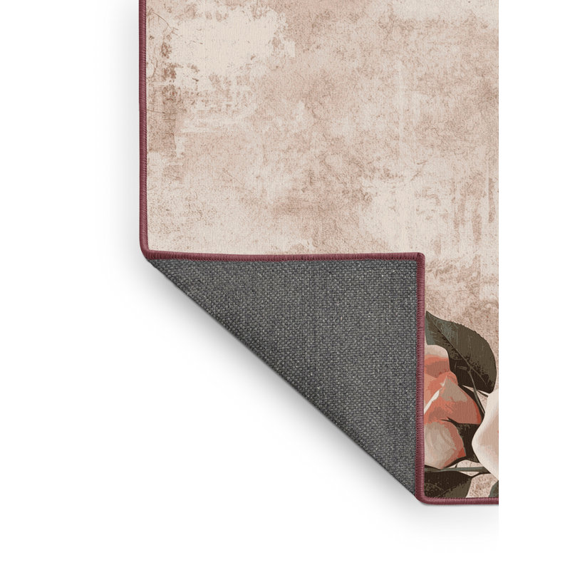 Soft Plush Ferland Valentines Modern & Contemporary Abstract Area Rug in Gray – Rose Binding, 2x3