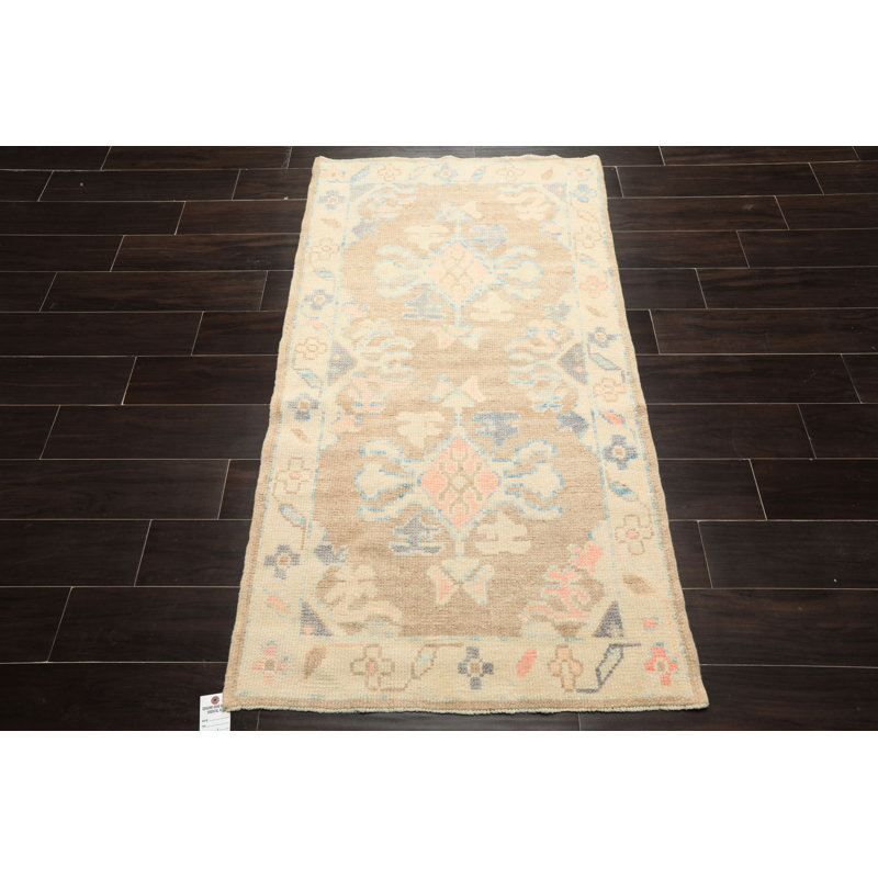3x5 Hand Knotted Wool Tan Oushak Transitional Rug