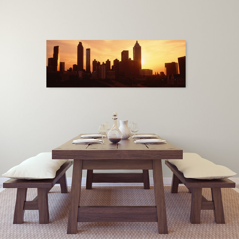 «Sunset Skyline», Atlanta, Géorgie, art abstrait moderne, art mural urbain, H 16 po x l 48 po
