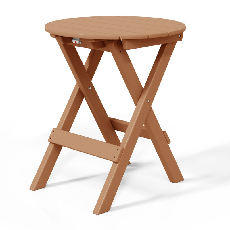 Round Patio Dining Folding Table, Teak