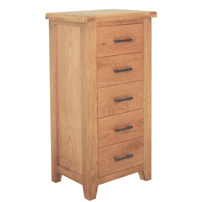 Ashly Solid Wood 55cm W 5 - Drawer Chest of Drawers