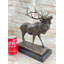Renne, wapiti, caribou, bronze, statue en métal, sculpture, décor animalier sur base de marbre
