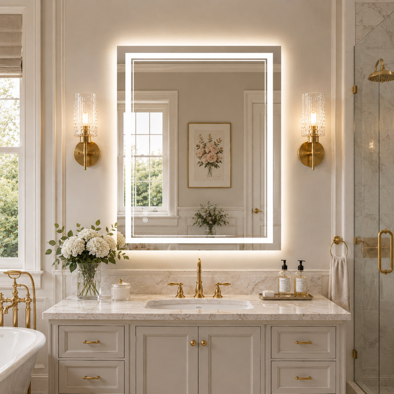 Miroir de salle de bain à DEL avec miroir de salle de bain, 36" x 28"