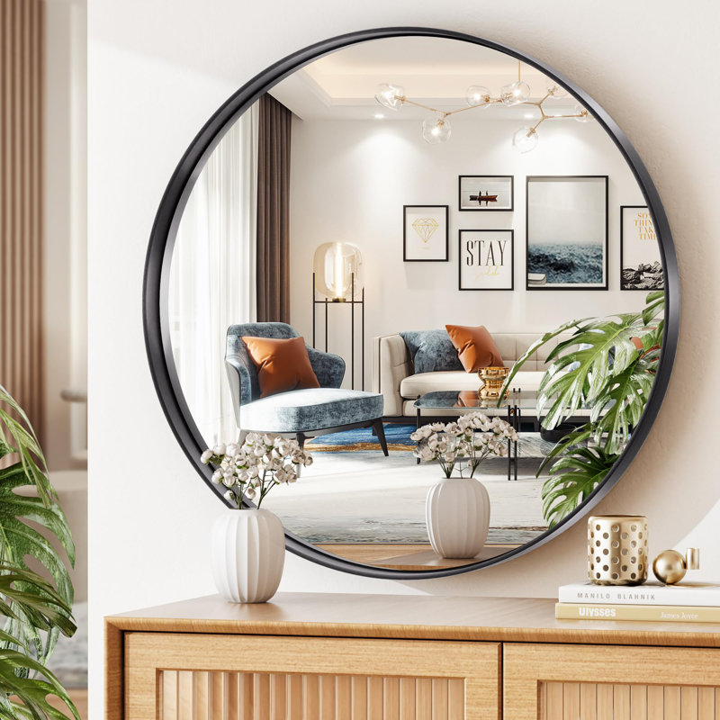 Miroir de salle de bain / meuble-lavabo mural en verre trempé à haute résistance Molley, 24 po x 24 po