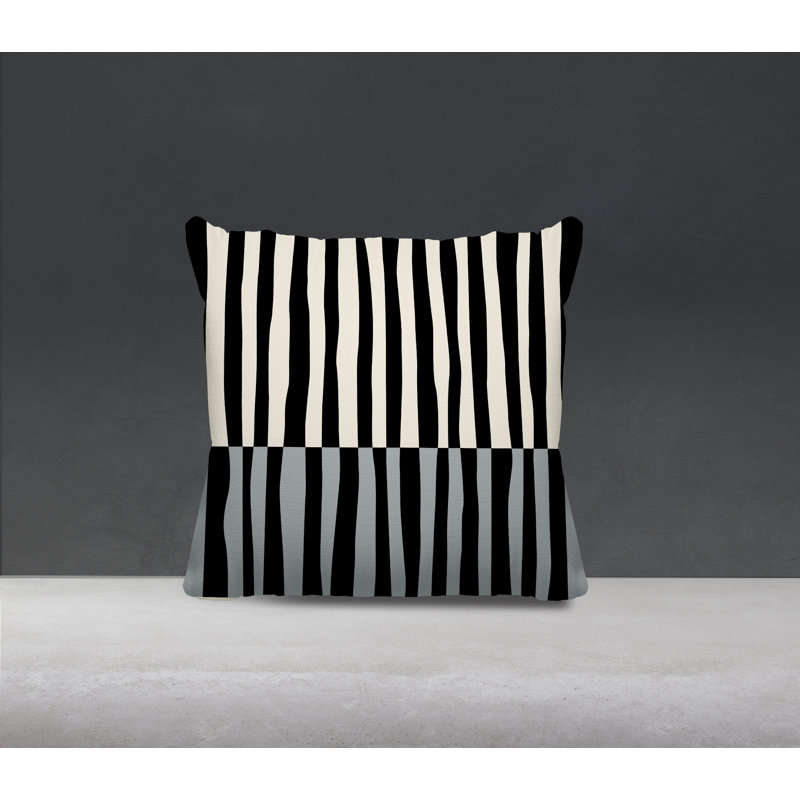 Coussin décoratif réversible intérieur / extérieur en polyester filé Humphrey, H 17 po x l 17 po, Gris / Blanc cassé