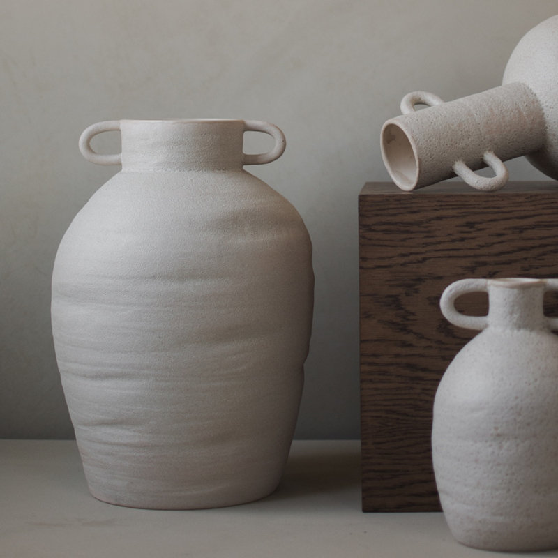 Dorsay Stoneware Table Vase, White
