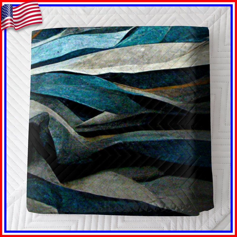 Abstract Gray Waves Quilted Bedspread All Sizes, King