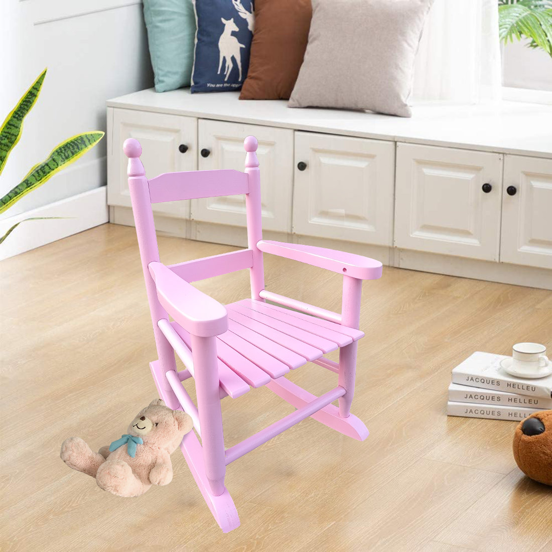 Harriet Bee Guilliana Small Wood Rocking Chair Wayfair