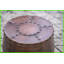 Table basse ronde brun clair avec accents de rivets - Structure en fer antique Finition martelée pour le salon