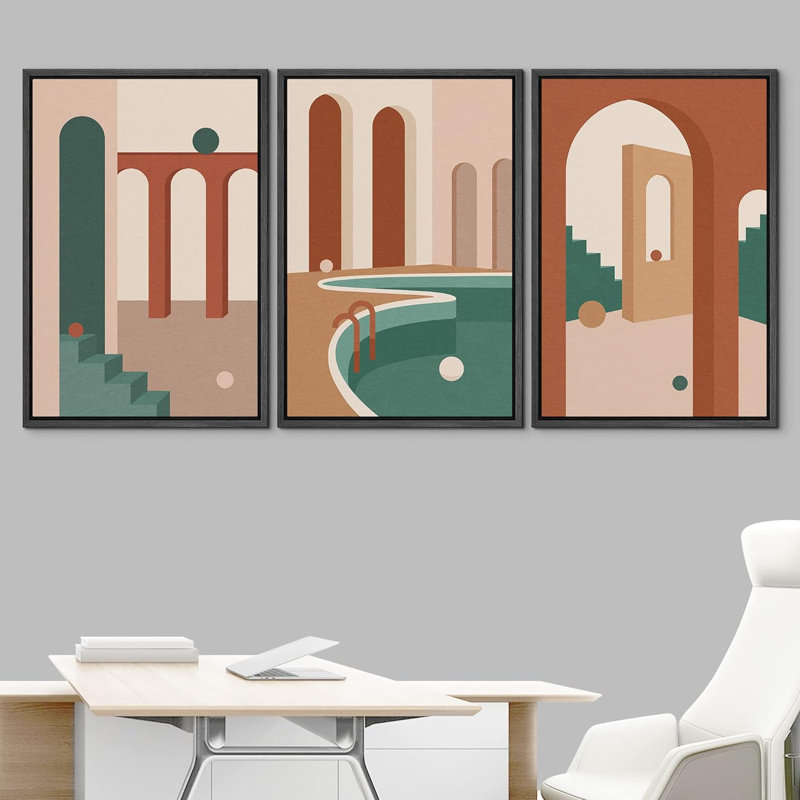 Architecture Building 3 - Pieces, 24" H x 48" W, Black