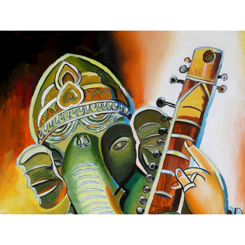 Musical Ganesha, peinture acrylique sur toile | Bhavya Murarka