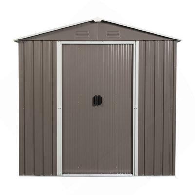 Remise de rangement extérieure en métal 6 pi x 5 pi gris