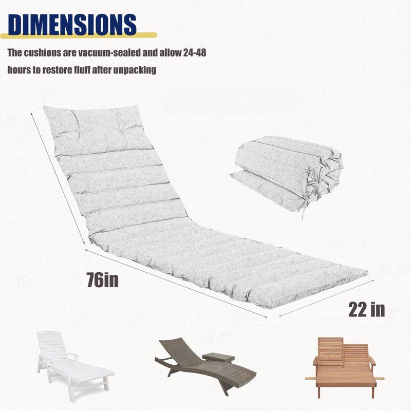 Coussin de chaise longue d'extérieur exceptionnel pour une détente ultime, Gris