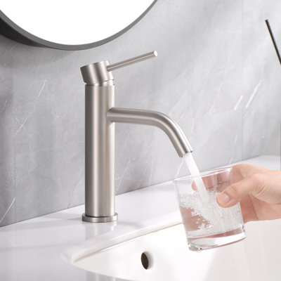 SUMERAIN Single Handle Single Hole Bathroom Faucet, Modern Vanity Sink Faucet, Stainless Steel 304 Basin Faucet