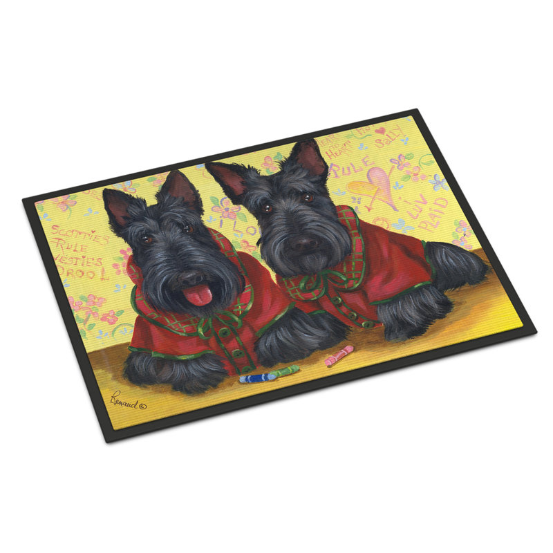 Guerrie Non-Slip Outdoor Doormat, Scottish Terrier Scotties Rule