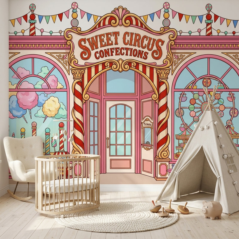Papiers peints muraux de bonbons Carnival, 140 po x 108 po, Peler et coller
