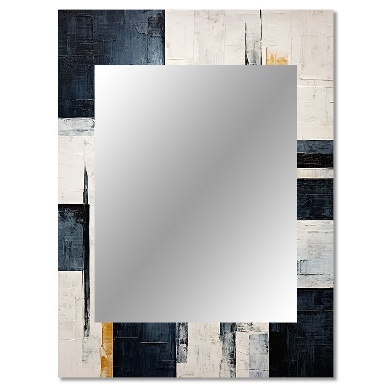 Indigo illusion formes abstraites VI - formes abstraites, miroir mural, art moderne, 40 po x 30 po