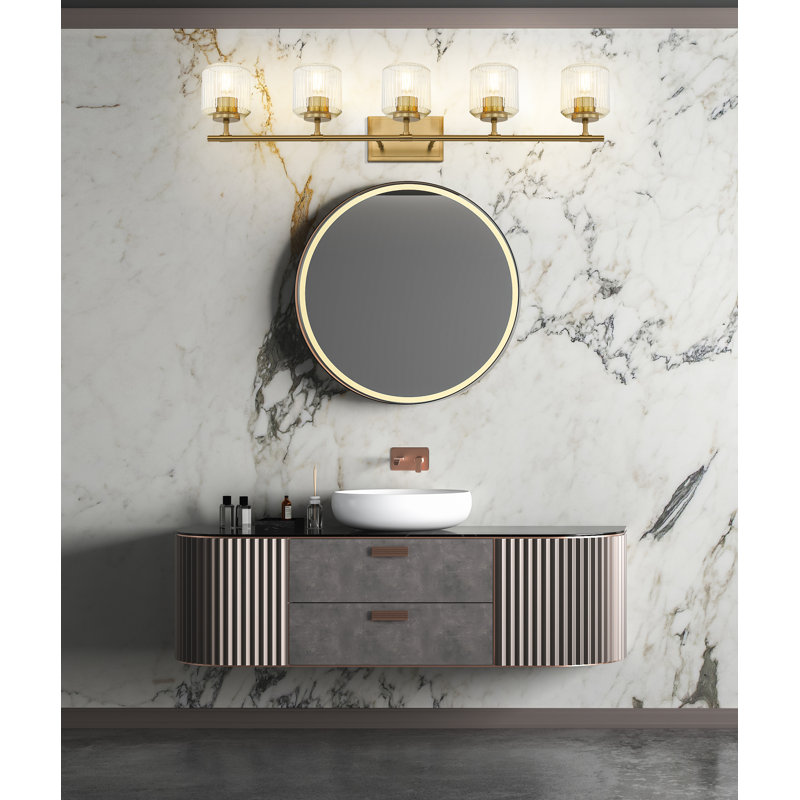 Ensemble de meuble-lavabo 5 lumières Braggs, Or brossé