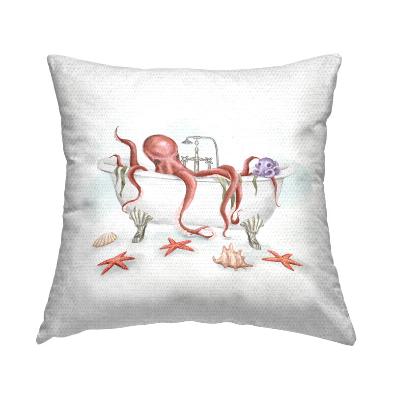 Coussin d'extérieur imprimé Red Sea Octopus