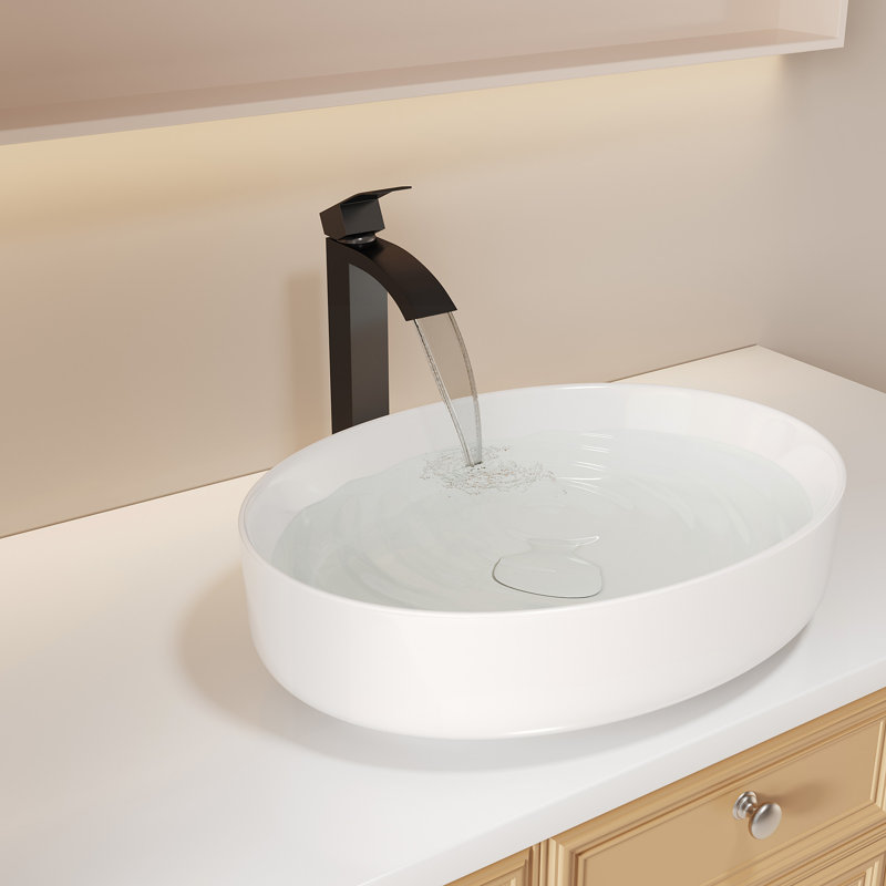 Robinet de lavabo de salle de bain à poignée simple 11,21 po certifiée CUPC par les deux personnes (fini noir mat)