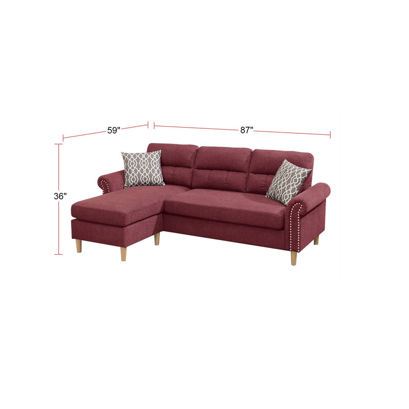 Canapé modulaire réversible en velours rouge paprika
