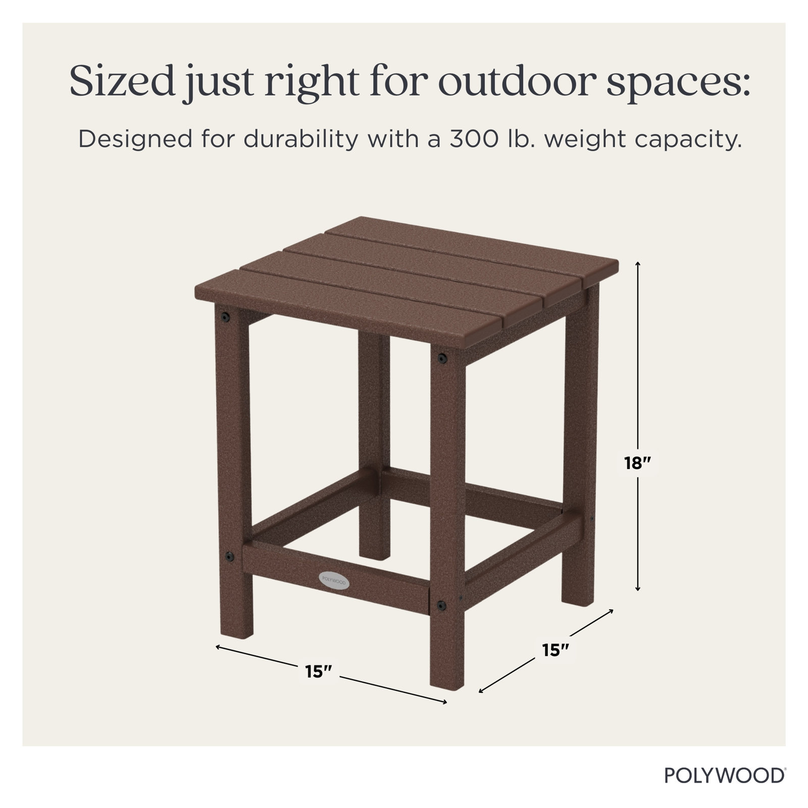 POLYWOOD® Long Island 15" Patio Side Table, Mahogany