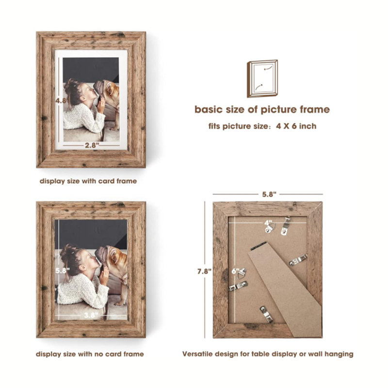 Desktop Display and Wall Mount Home Decor Collage Picture Frame Wood Brown