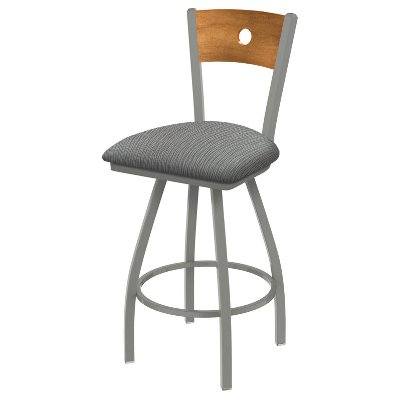 Tabouret pivotant Voltaire, 25, Siège Graph Graph / finition érable moyen, Nickel anodisé