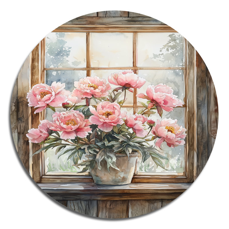 Prieto - reproduction d'art traditionnelle rose en métal, H 16 po x l 16 po