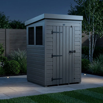 Total Sheds 4ft x 4ft Composite Pent Garden Shed - Single Door - With Windows - EPDM Rubber Roof - UK Manufactured