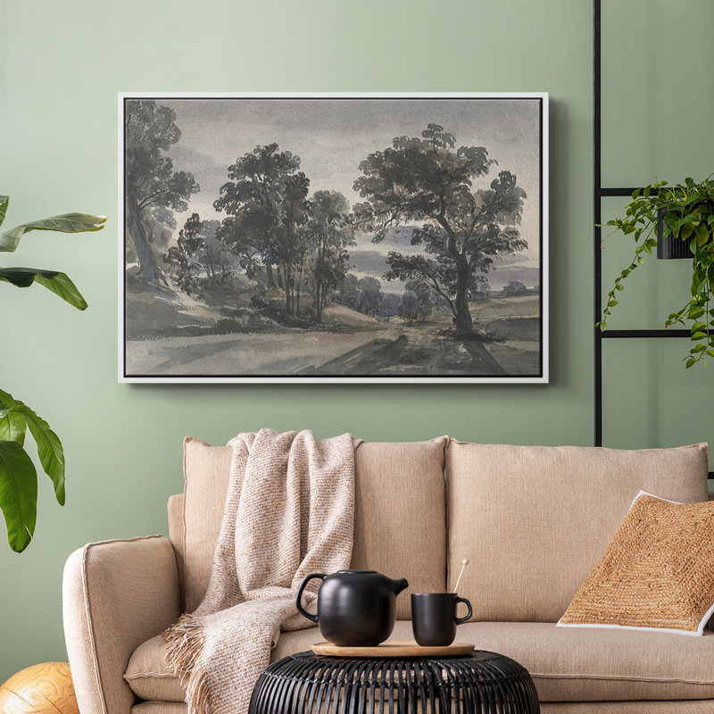 Paysage rétro - CD XXVII, H 17 po x l 25 po x P 2 po, Toile encadrée flottée blanche