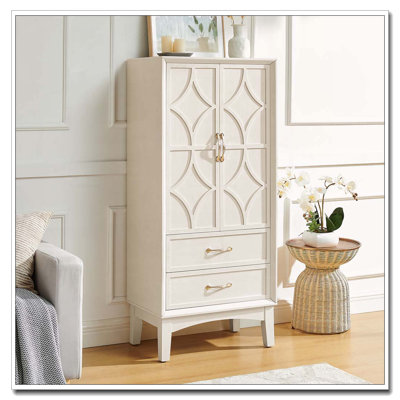 Armoire de rangement pour garde-manger de 53,5 po de hauteur, buffet moderne Mid-Century, armoire de rangement rétro avec portes et tiroirs pour le hall d'entrée, le salon, la cuisine et le garage