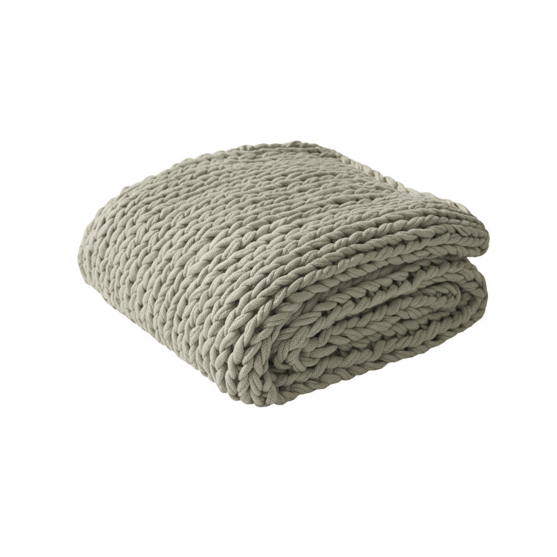 Blush Chunky Cable Hand-Knit 50"x60" Throw Blanket