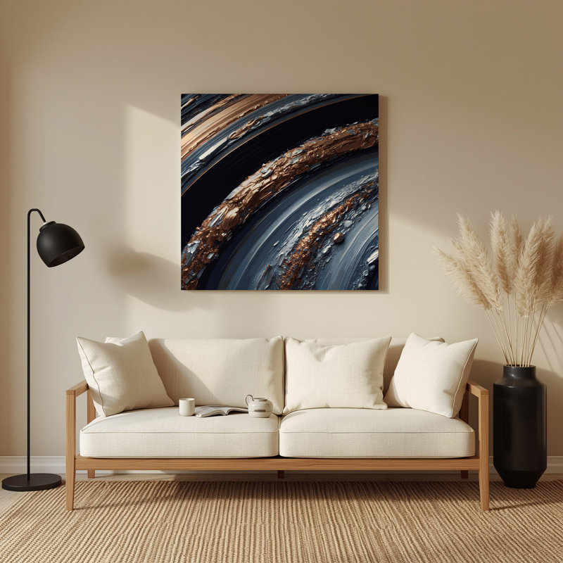 Système d'anneaux en métal Sci Fi Planète, gros plan, gris, H 16 po x l 16 po x P 0,05 po