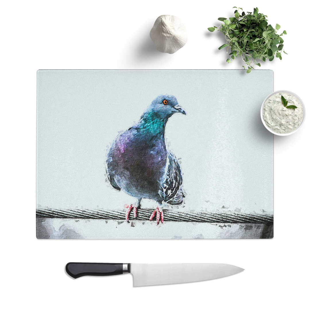 Tempered Glass Pigeon Bird on a Wire Chopping Board