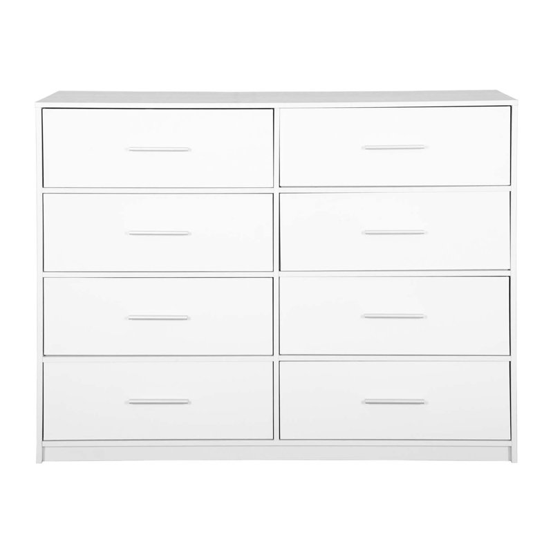 Commode 8 tiroirs avec grands tiroirs en tissu, blanc