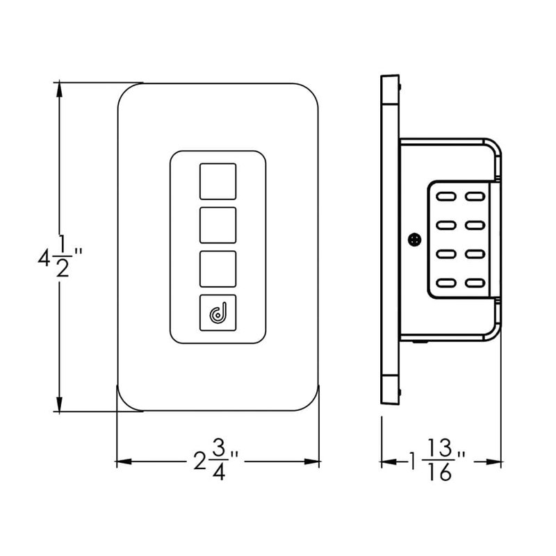 Tamper Resistant 4-Way Push Button Light Switch