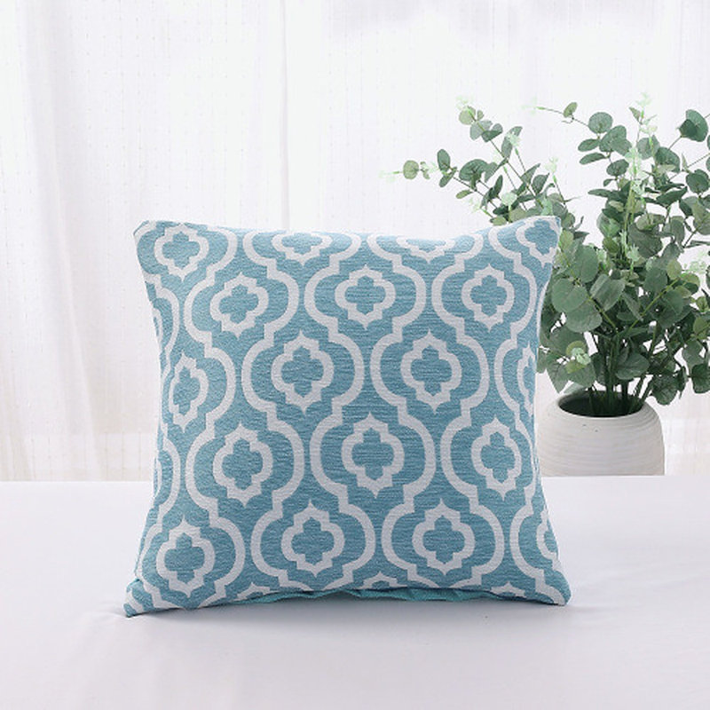 Ensemble de 2 coussins en jacquard treillis, Bleu