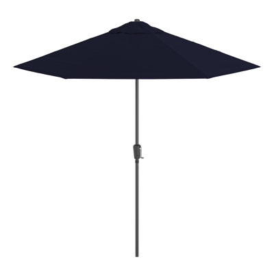 Parasol de patio 9 pi avec mât en aluminium, nervure en acier, manivelle, inclinaison par pression avec tissu oléfine Solstice