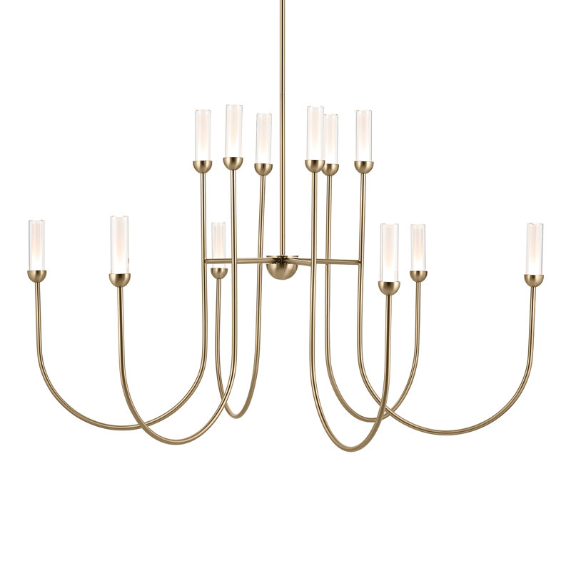  Lustre DEL à 2 niveaux avec verre stratifié, H 32,25 po x l 50 po x P 50 po, Bronze, 12