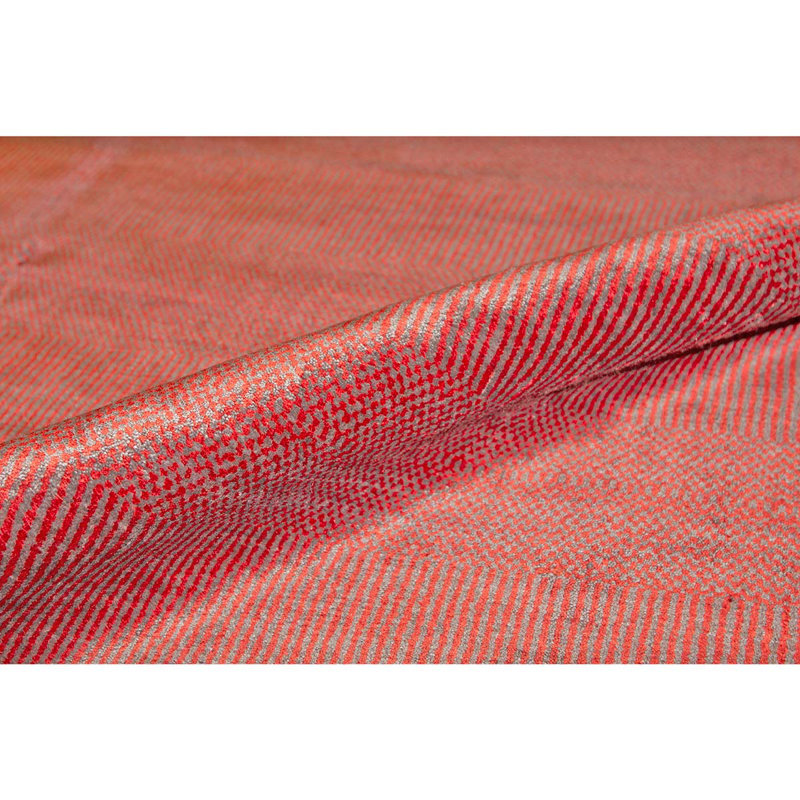Wool Striped Area Rug in Blue/Red/Rust