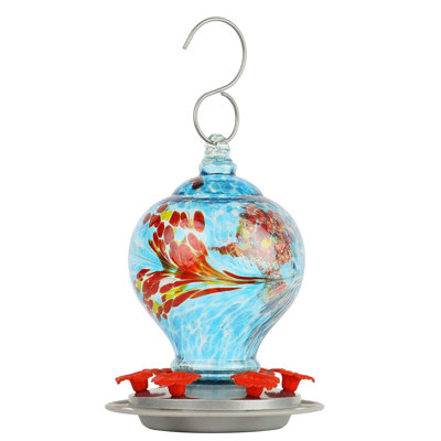 Noritoshi Glass Hanging Hummingbird Feeder