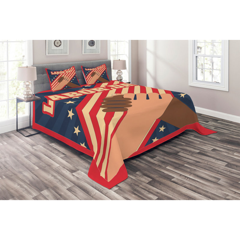 Farmhouse / Country Polyester Coverlet, King Bedspread + 2 Shams