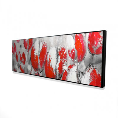 Reproduction abstraite de tulipes rouges sur toile