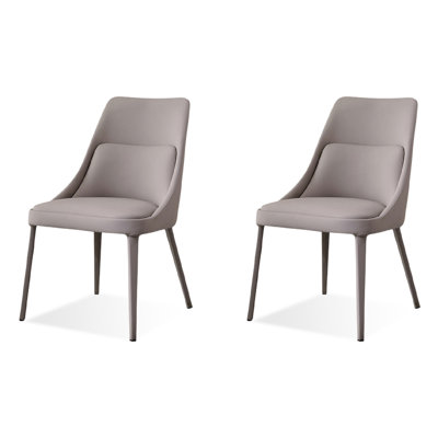 Gray Solid Back Side Chair(Set of 2)