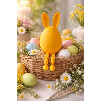 Charmant objet de décoration de Pâques, conception à filament jaune, 2,4 po x 5,5 po | 100% matériau de filament durable | Parfait pour les décorations printanières et les célébrations festives, ajoute une touche de joie à n'importe quel espace