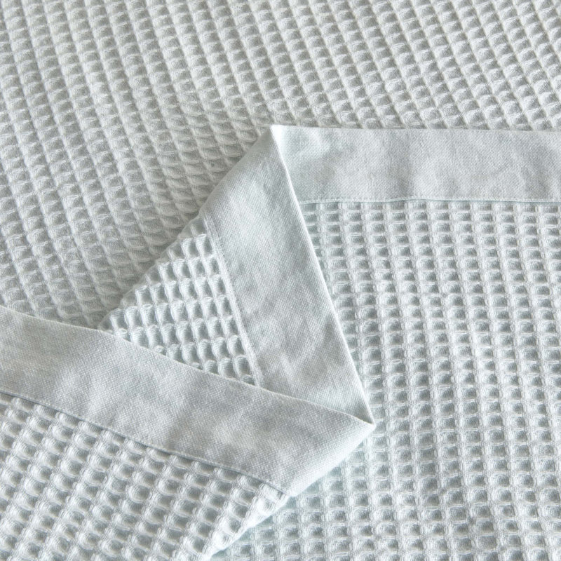 Couverture 100% coton tissé gaufré, Simple, Bleu givré