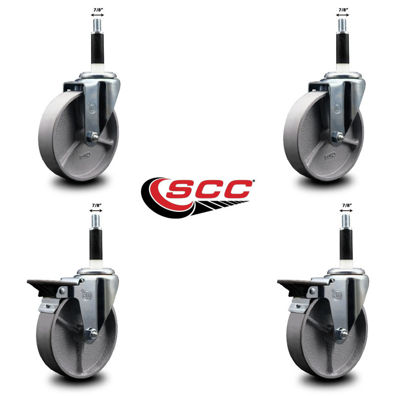 Ensemble de roulettes extensibles semi-pivotantes 7/8 pouces à 2 roues SCC