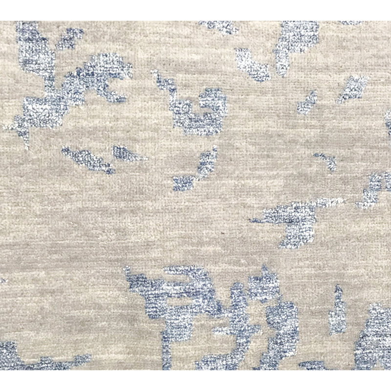 Hand-Knotted High-Quality Silver and Light Blue Area Rug